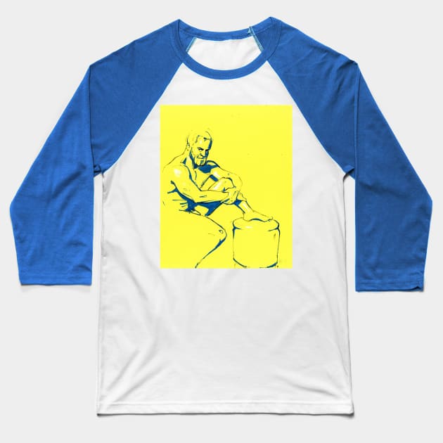 Beefcake on Yellow Baseball T-Shirt by A.E. Kieren Illustration